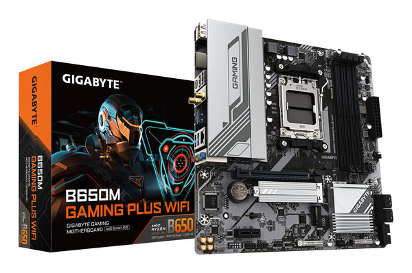 GIGABYTE B650M GAMING PLUS WIFI Mainboard – AMD Ryzen 9000 CPUs, 5+2+2 Phasen VRM, bis zu 8000 MHz DDR5, 2xPCIe 4.0 M.2, 2.5GbE LAN, WIFI 6E, USB 3.2 Gen 1