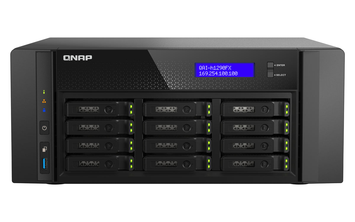QNAP QAI-h1290FX NAS Tower EPYC 7302P 128 GB DDR4 0 TB QuTS hero Schwarz