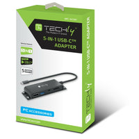 Techly IADAP-USBC-935 laptop-dockingstation & portreplikator Kabelgebunden USB 3.2 Gen 1 (3.1 Gen 1) Type-C Schwarz