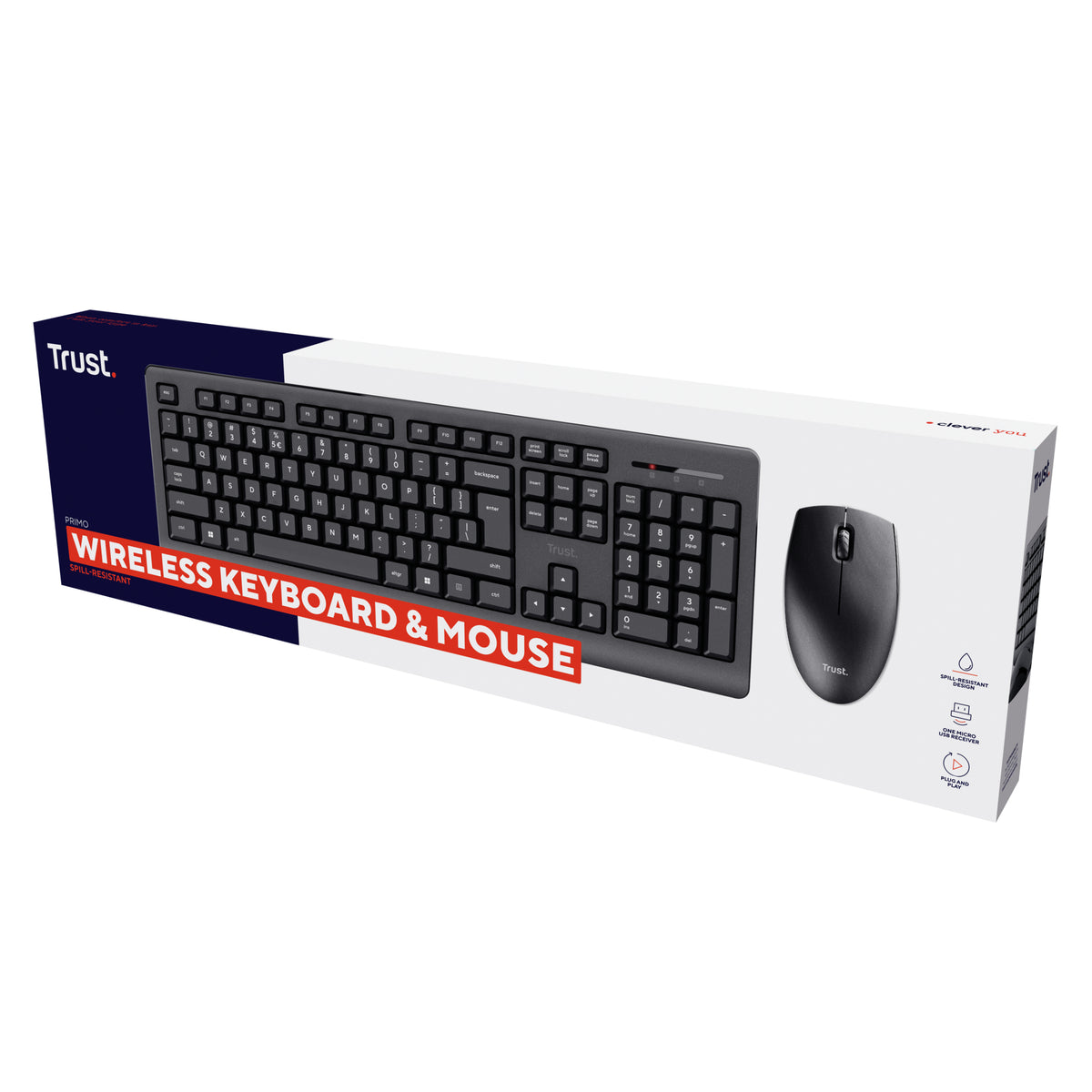 Trust Primo Clavier Souris inclus Bureau Sans fil RF QWERTZ Allemand Noir