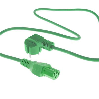 ACT Stromkabel Netzstecker CEE 7/7 Stecker (abgewinkelt) - C15 grün 2 m