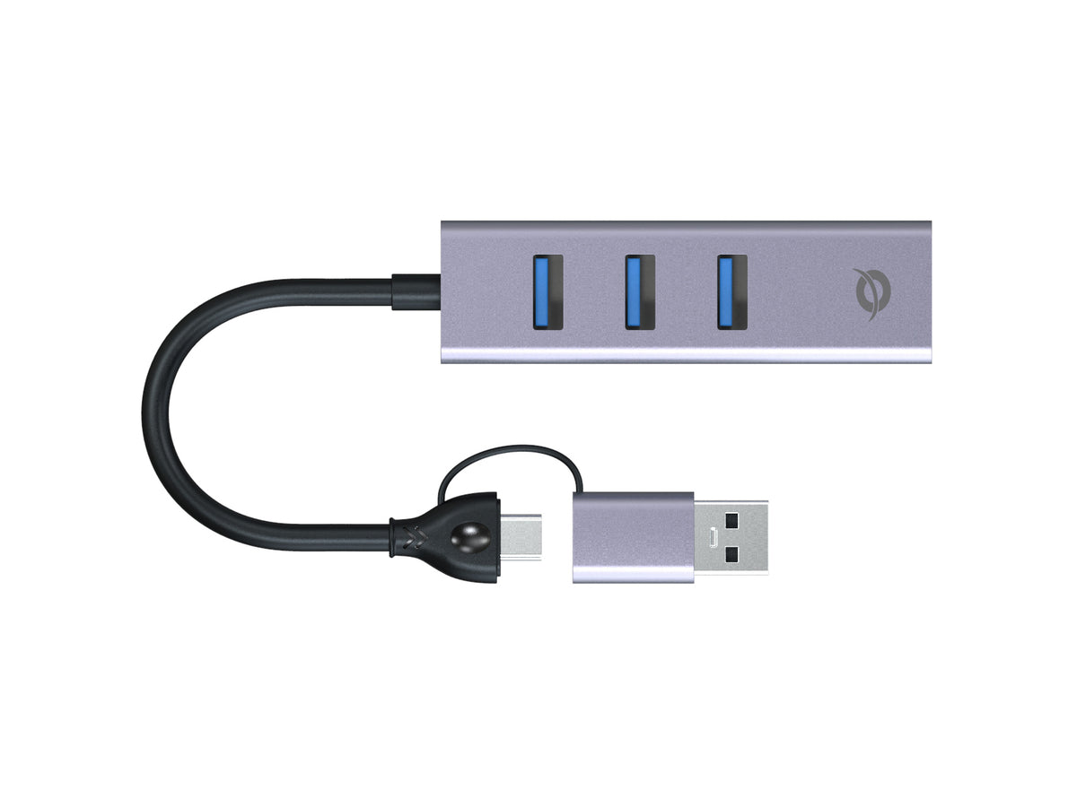 Conceptronic ABBY25G USB zu Gigabit-Netzwerkadapter mit 3-Port-USB-Hub
