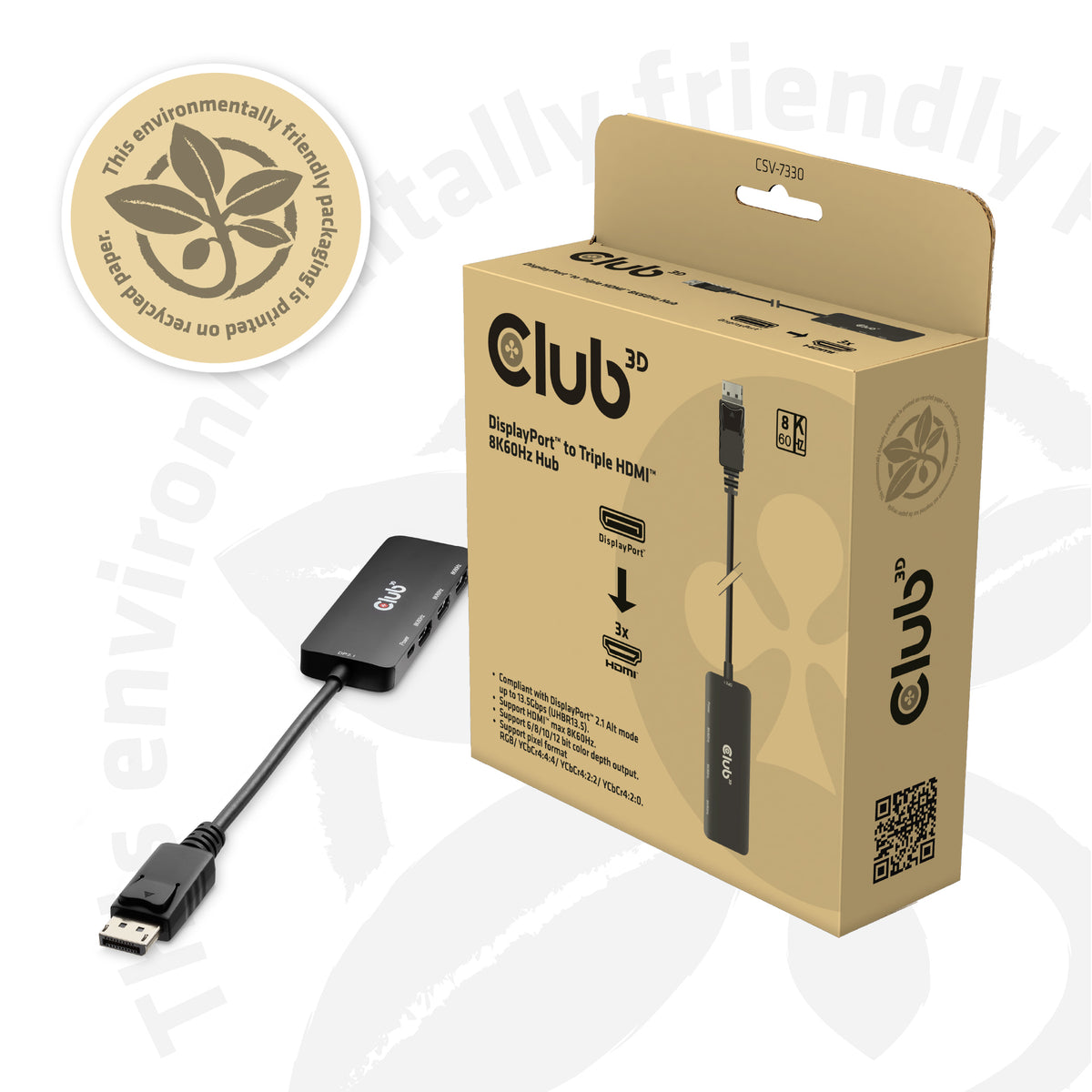 CLUB3D DisplayPort™ to Triple HDMI™ 8K60Hz Hub