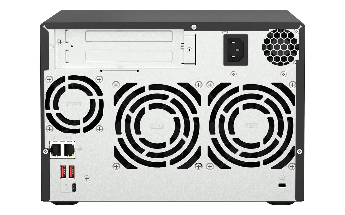 QNAP TS-673A NAS Tower Ryzen Embedded V1500B 8 GB DDR4 0 TB QNAP Turbo System Schwarz