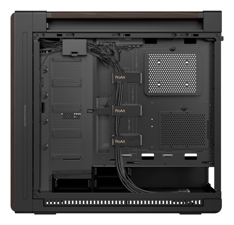 ASUS ProArt PA602 Wood Edition Modern Black - Tempered Glass Panel Midi Tower Schwarz, Holz
