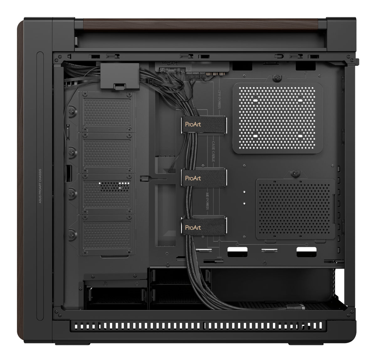 ASUS ProArt PA602 Wood Edition Modern Black - Metal Panel Midi Tower Schwarz, Holz