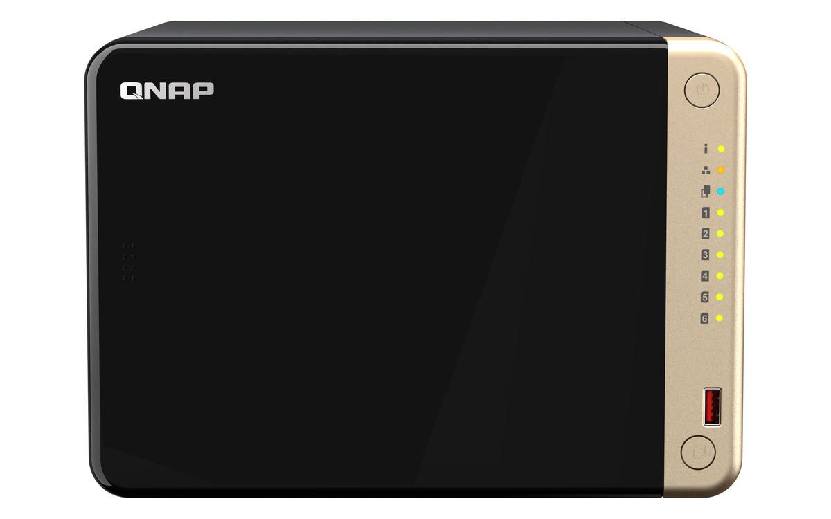 QNAP TS-664 NAS Tower Intel® Celeron® N5095 8 GB DDR4 0 TB QNAP QTS Schwarz, Bronze