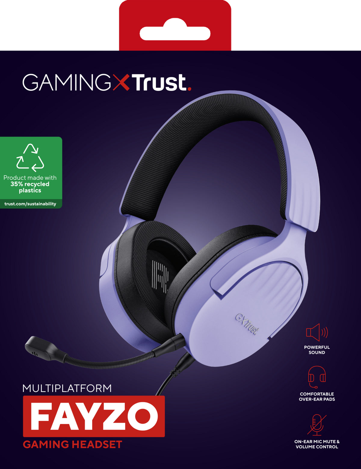 Trust GXT 489P FAYZO Kopfhörer Kabelgebunden Kopfband Gaming Schwarz, Violett