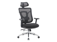 Equip 651054 Ergonomischer Bürostuhl, Nylon-Netzgewebe, 4D-Kopfstütze, 3D-Armlehnen, Synchronmechanik, Schwarz