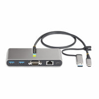 StarTech.com 2-Port USB-C Hub mit Ethernet und RS232 Port,USB-A Adapter, Ladefunktion 100W Power Delivery Pass-Through, 2x USB-A 5Gbps, Gigabit LAN, RS232 Seriell (FTDI)