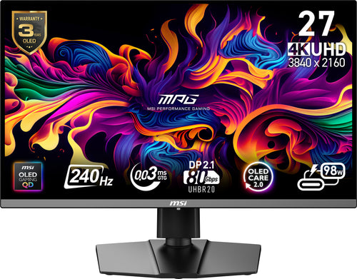MSI MPG 272URX QD-OLED Computerbildschirm 67,3 cm (26.5") 3840 x 2160 Pixel 4K Ultra HD Schwarz