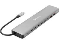 Sandberg 136-80 laptop-dockingstation & portreplikator Kabelgebunden USB 3.2 Gen 2 (3.1 Gen 2) Type-C Grau