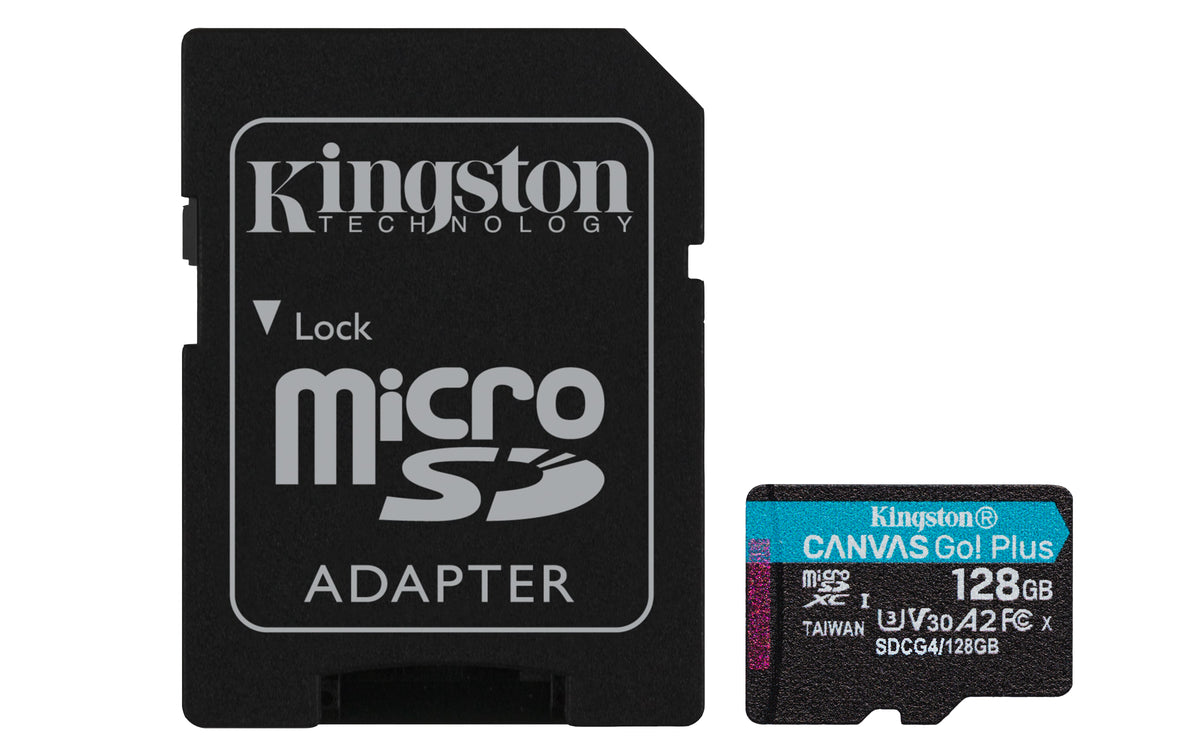 Kingston Technology 128GB microSDXC Canvas Go Plus Gen4 200 MB/s A2 U3 V30-Karte + Adapter
