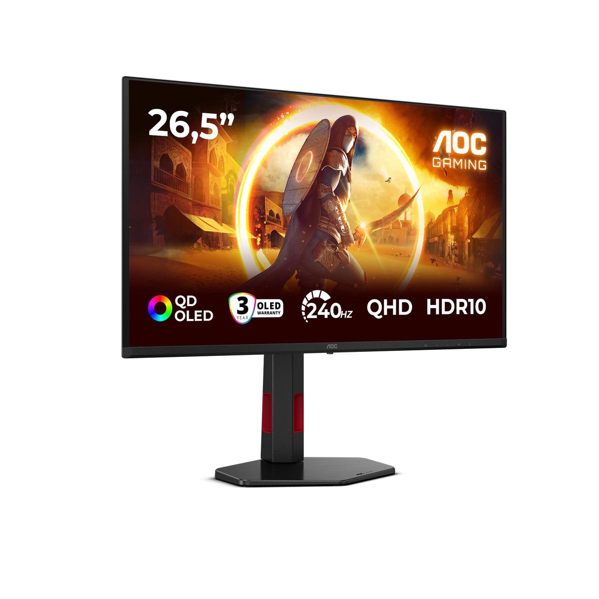 AOC G4 Q27G4ZDR Computerbildschirm 67,3 cm (26.5") 2560 x 1440 Pixel Quad HD QD-OLED Schwarz, Rot