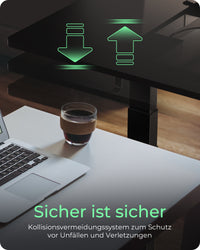 ICY BOX IB-EW122B-TT, Elektrisch höhenverstellbarer Tisch, Tischplatte 140x70 cm, Höhe 63-128cm