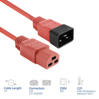 Cavo di alimentazione ACT C20 - C21 IEC60320 rosso 3 m