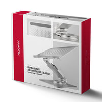 Axagon STND-LR Aluminiumständer mit 360°-Drehung für Laptops 10"–17.3". Verstellbare Höhe und Winkel.