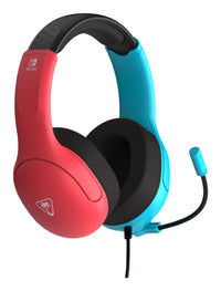Turtle Beach Airlite Fit Neon Blau und Rot Wired Gaming Headset Offiziell Lizenziert für Nintendo Switch, Lite und OLED – Flip-to-Mute Mic, Over-Ear Premium Komfort