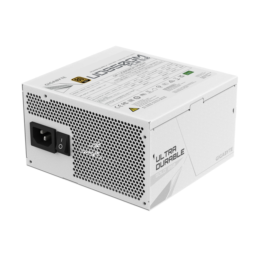 GIGABYTE UD850GM PG5W Netzteil - PCIe 5.0, 80 PLUS Gold, Vollmodulares Design, 120-mm-Lüfter, ATX 3.0 kompatibel, EU-Stecker