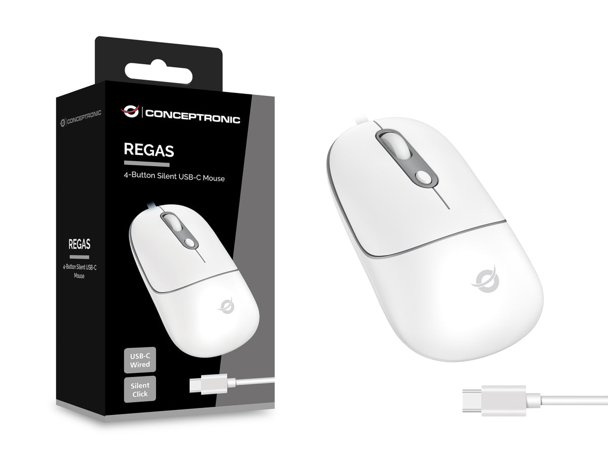 Conceptronic REGAS02W 4-Tasten Silent USB-C Maus