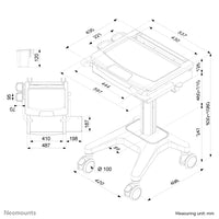 Neomounts MED-M200 Medizinischer mobiler Arbeitsplatz 10-17" - Gasfeder - abschließbar