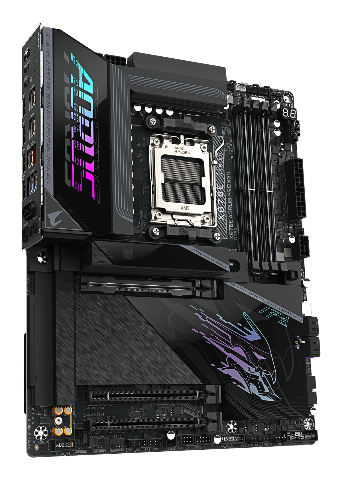 GIGABYTE X870E AORUS PRO X3D Mainboard - Unterstützt AMD Ryzen 9000 CPUs, digitales 18+2+2-Phasen-VRM, bis zu 9000MHz DDR5 (O.C.), 2xPCIe 5.0 + 2xPCIe 4.0, Wi-Fi 7, 5GbE LAN, USB 4
