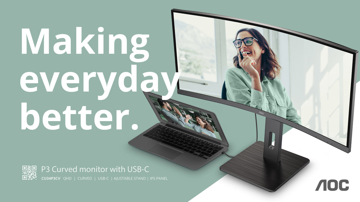 AOC CU34P3CV Computerbildschirm 86,4 cm (34") 3440 x 1440 Pixel UltraWide Quad HD LED Schwarz