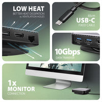 Axagon HMC-UFO USB-C Hub M.2 SATA/NVMe 1 Gbit/s Ethernet 384 kHz Audio Kabelgebunden USB 3.2 Gen 2 (3.1 Gen 2) Type-C Schwarz