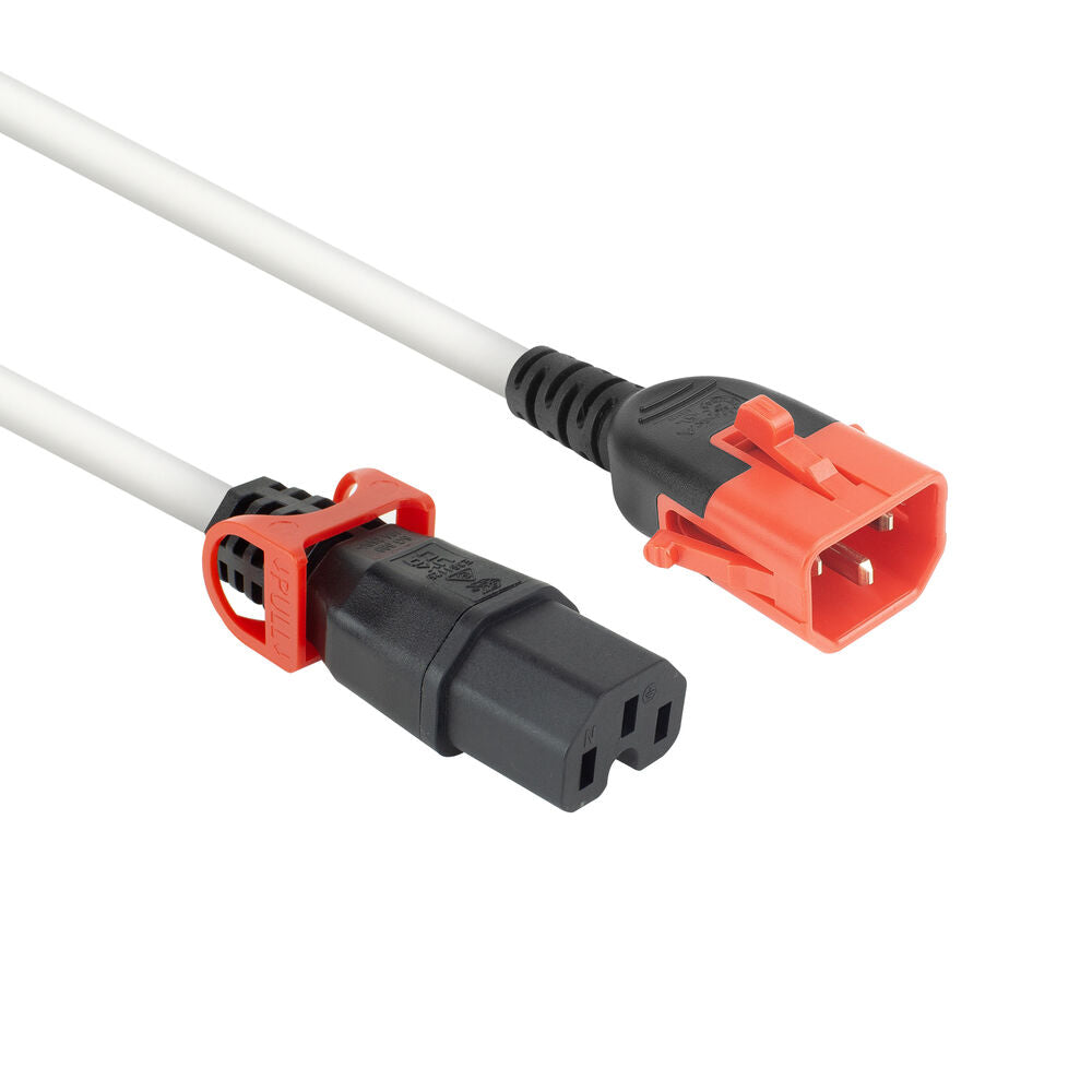 Cavo di alimentazione ACT C14 IEC Lock+ a doppio bloccaggio - C15 IEC Lock+ bianco 3 m, PC3879