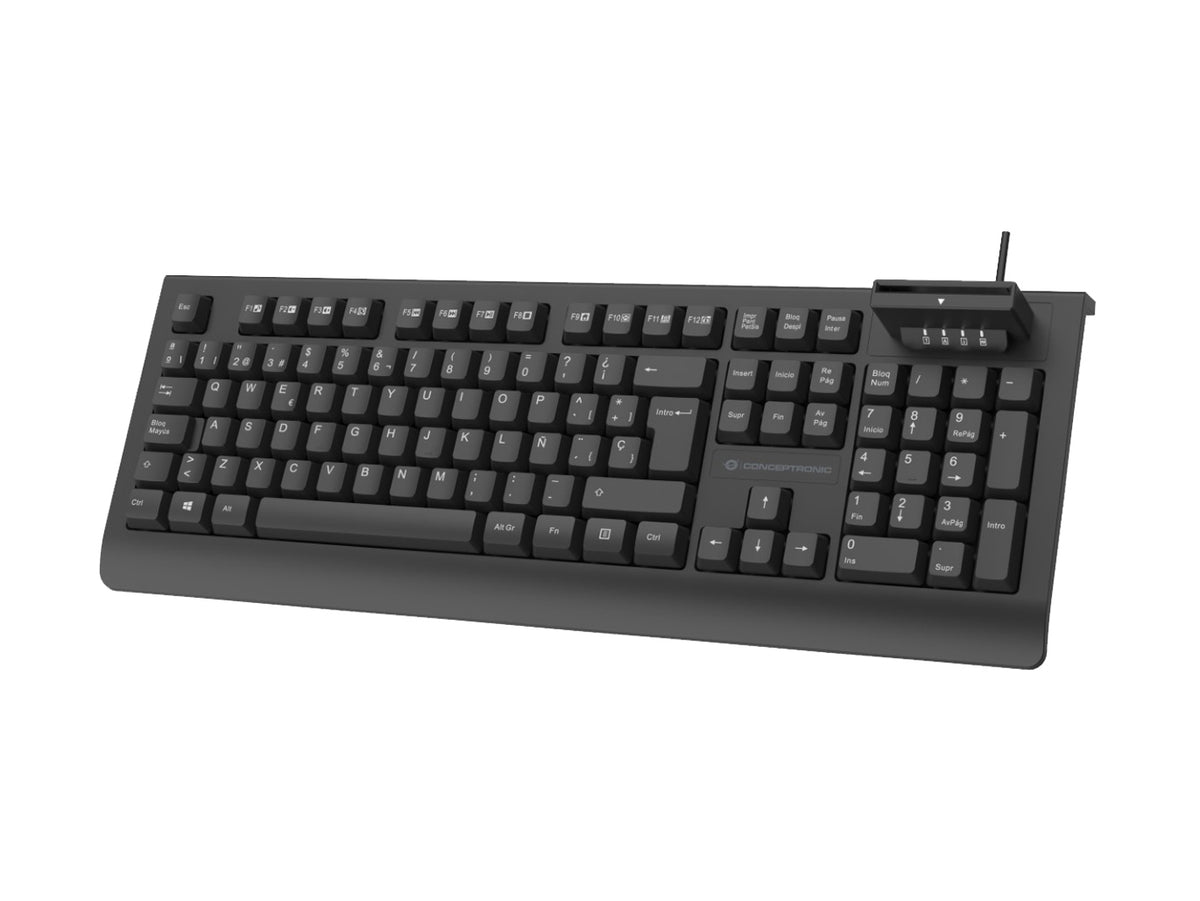 Conceptronic KAYNE01ES USB-Tastatur mit Smart ID-Kartenleser, Spanisches Layout