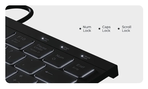 KeySonic KSK-5011ELC (DE) Mini Tastatur, Hintergrundbeleuchtung, integrierter Nummernblock, Combo, schwarz