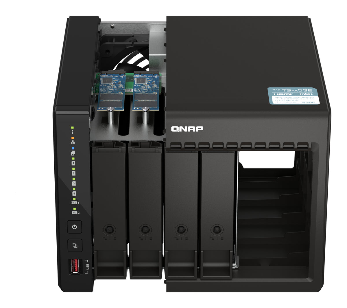 QNAP TS-453E NAS Tower Intel® Celeron® J6412 8 GB 0 TB QNAP QTS Schwarz