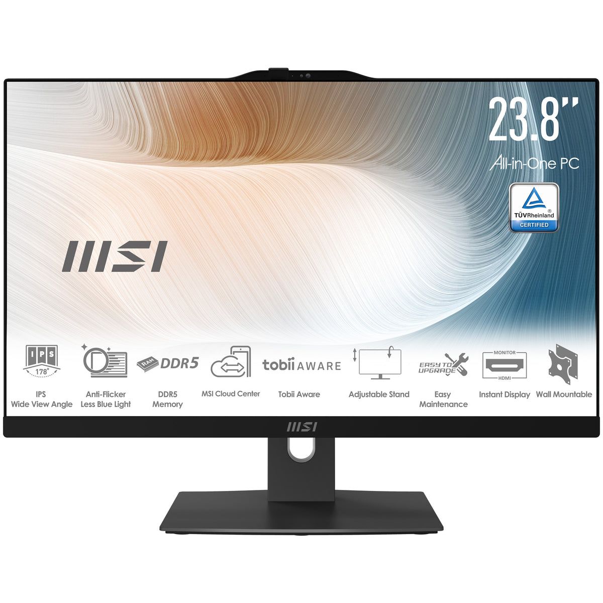 MSI Modern AM242TP 1M-1230EU Intel Core 3 100U 60,5 cm (23.8") 1920 x 1080 Pixel Touchscreen All-in-One-PC 8 GB DDR5-SDRAM 256 GB SSD Windows 11 Pro Wi-Fi 6E (802.11ax) Schwarz