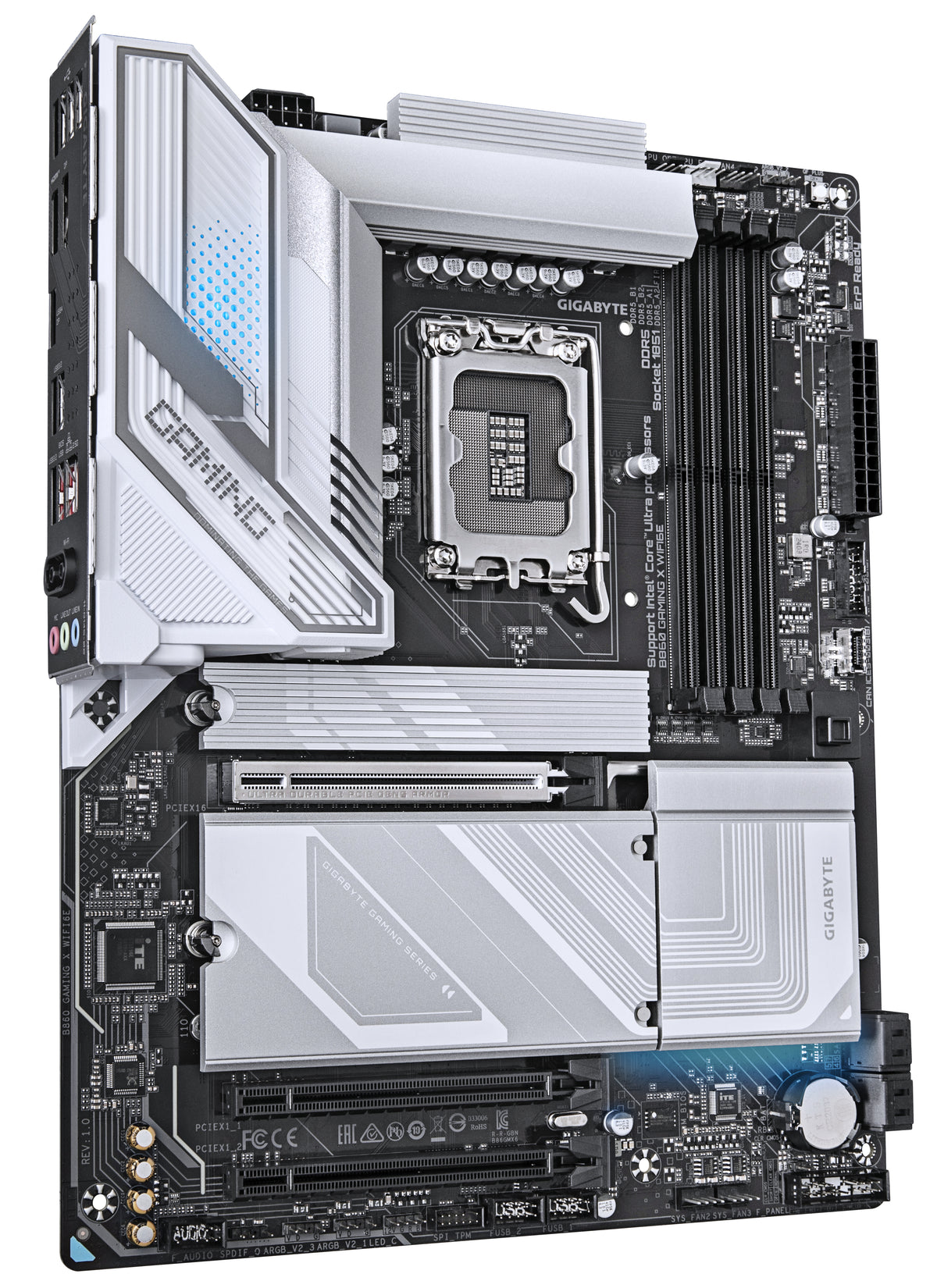 GIGABYTE B860 GAMING X WIFI6E Mainboard - Intel Core Ultra CPUs, 12+1+2+1 Phasen VRM, bis zu 9066MHz DDR5, 1xPCIe 5.0 + 2xPCIe 4.0 M.2, 2,5 GbE LAN, WIFI 6E, USB4