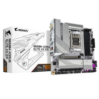 GIGABYTE B650M AORUS ELITE AX ICE Mainboard - AMD Ryzen 9000er-Serie, 12+2+2 Phasen VRM, bis zu 8000 MHz DDR5 (OC), 1xPCIe 5.0 + 1xPCIe 4.0 M.2, 2,5 GbE LAN, WIFI 6E, USB 3.2 Gen 2x2