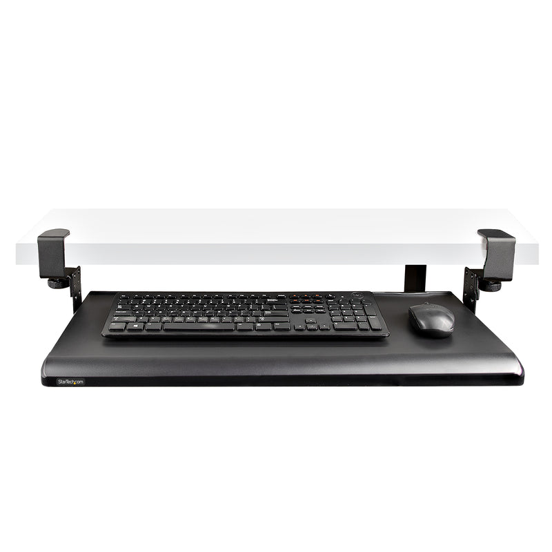 StarTech.com Untertisch Ausziehbare Tastaturablage, Höhenverstellbare Tastaturhalterung mit Tischklemmen, bis zu 12kg, Computertisch/Schreibtisch Tastaturauszug/Tastatureinschub
