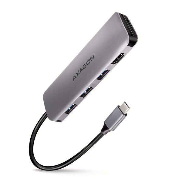 Axagon HMC-HCR3A 3x USB-A+ HDMI+ SD/microSD USB-C 3.2 Gen 1 hub 20cm Kabelgebunden USB 3.2 Gen 1 (3.1 Gen 1) Type-C Grau
