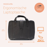 R-Go Tools Laptoptasche R-Go Viva, Vollnarbenleder, mit integriertem Laptop-Ständer, Schulterriemen, 15,6-Zoll, Schwarz