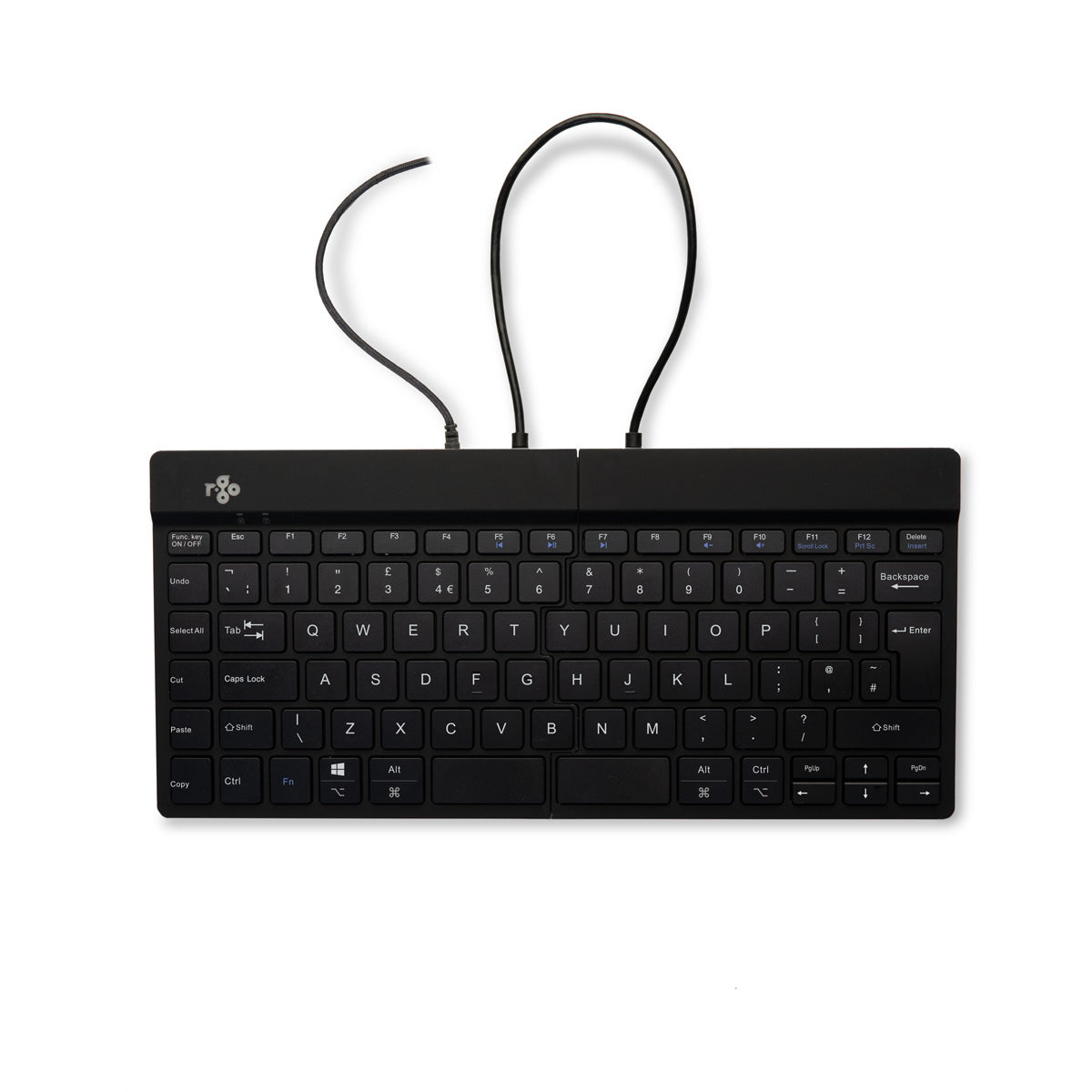 R-Go Tools Ergonomische Tastatur R-Go Split Break v2 mit Pausensoftware, geteilte Tastatur, QWERTY (UK), Kabelgebunden, Schwarz
