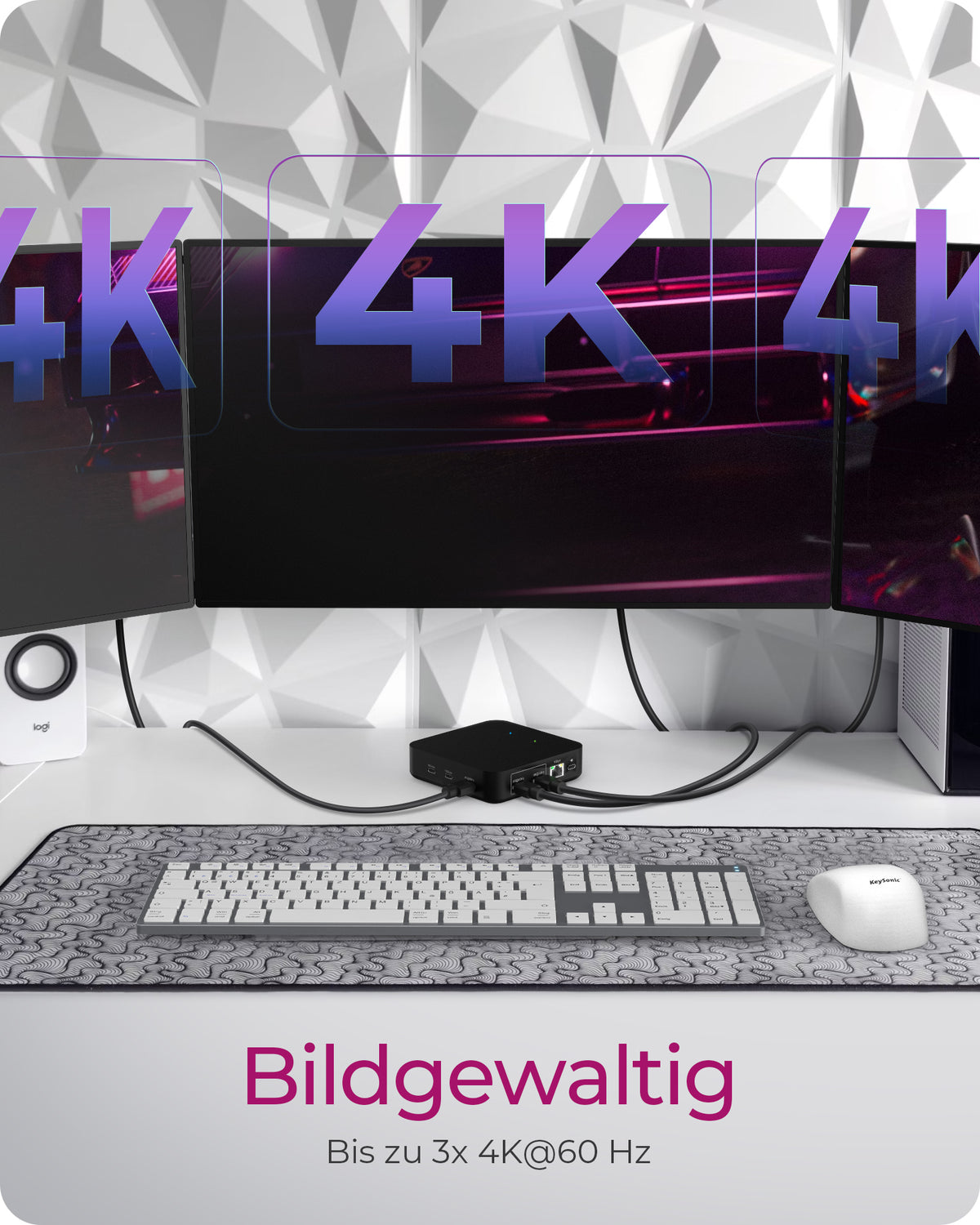 ICY BOX IB-DK4090-C, 12 in 1 DisplayLink® Hybrid Notebook DockingStation, 3x HDMI® 2.0, Gigabit LAN, 4x USB 3.2 Gen 1 Type-A, 2x USB 3.2 Gen 2 Type-C®, 1x Hea