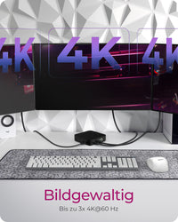ICY BOX IB-DK4090-C, 12 in 1 DisplayLink® Hybrid Notebook DockingStation, 3x HDMI® 2.0, Gigabit LAN, 4x USB 3.2 Gen 1 Type-A, 2x USB 3.2 Gen 2 Type-C®, 1x Hea