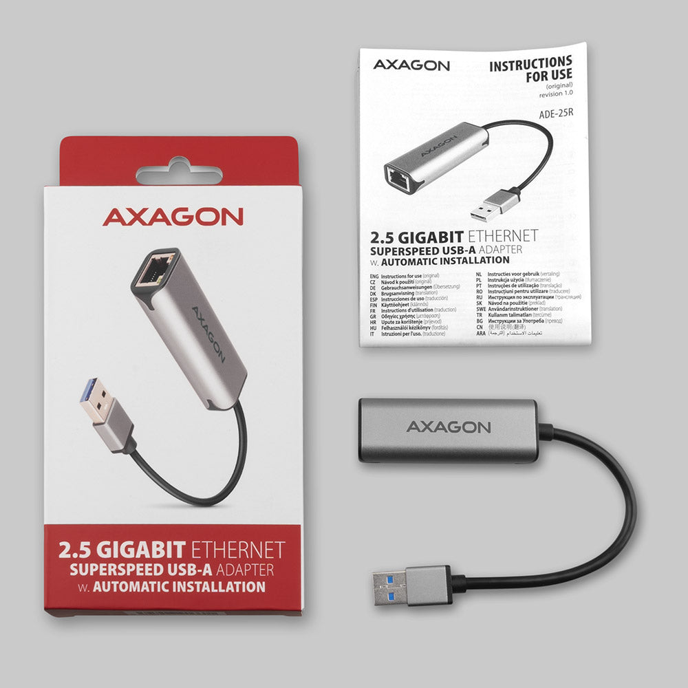 Axagon ADE-25R SuperSpeed USB-A 2.5 Gigabit ALU Ethernet Adapter