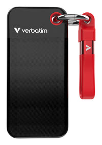 Verbatim Pocket SSD Schlüsselanhänger mit Kabelbefestigung - 128GB Schwarz/Rot