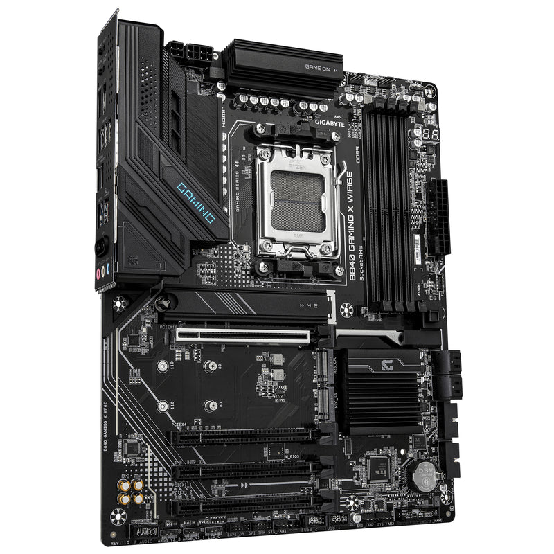 GIGABYTE B840 GAMING X WIFI6E Mainboard - AMD Ryzen 9000 Prozessoren, 12+2+2 Phasen VRM, bis zu 7600MHz DDR5(O.C), 2xPCIe 4.0 + 1xPCIe 3.0 M.2, Wi-Fi 6E, 2.5GbE LAN, USB 3.2 Gen 2