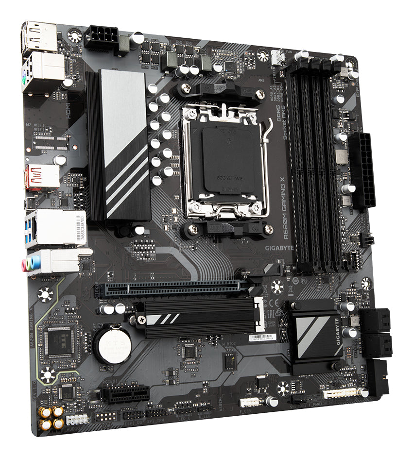 GIGABYTE A620M GAMING X Motherboard - Unterstützt AMD Ryzen 8000 CPUs, 8+2+1 Phasen Digital VRM, bis zu 8000MHz DDR5 (OC), 1xPCIe 4.0 M.2, GbE LAN, USB 3.2 Gen 2