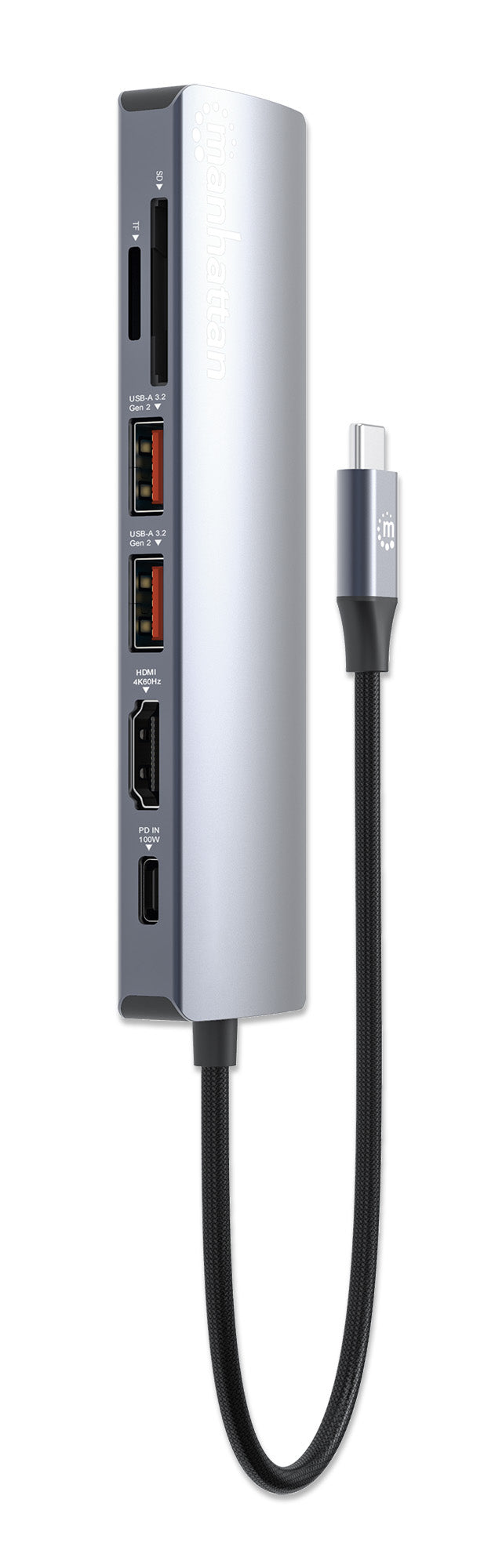 Manhattan 153966 laptop-dockingstation & portreplikator Kabelgebunden USB 3.2 Gen 2 (3.1 Gen 2) Type-C Silber