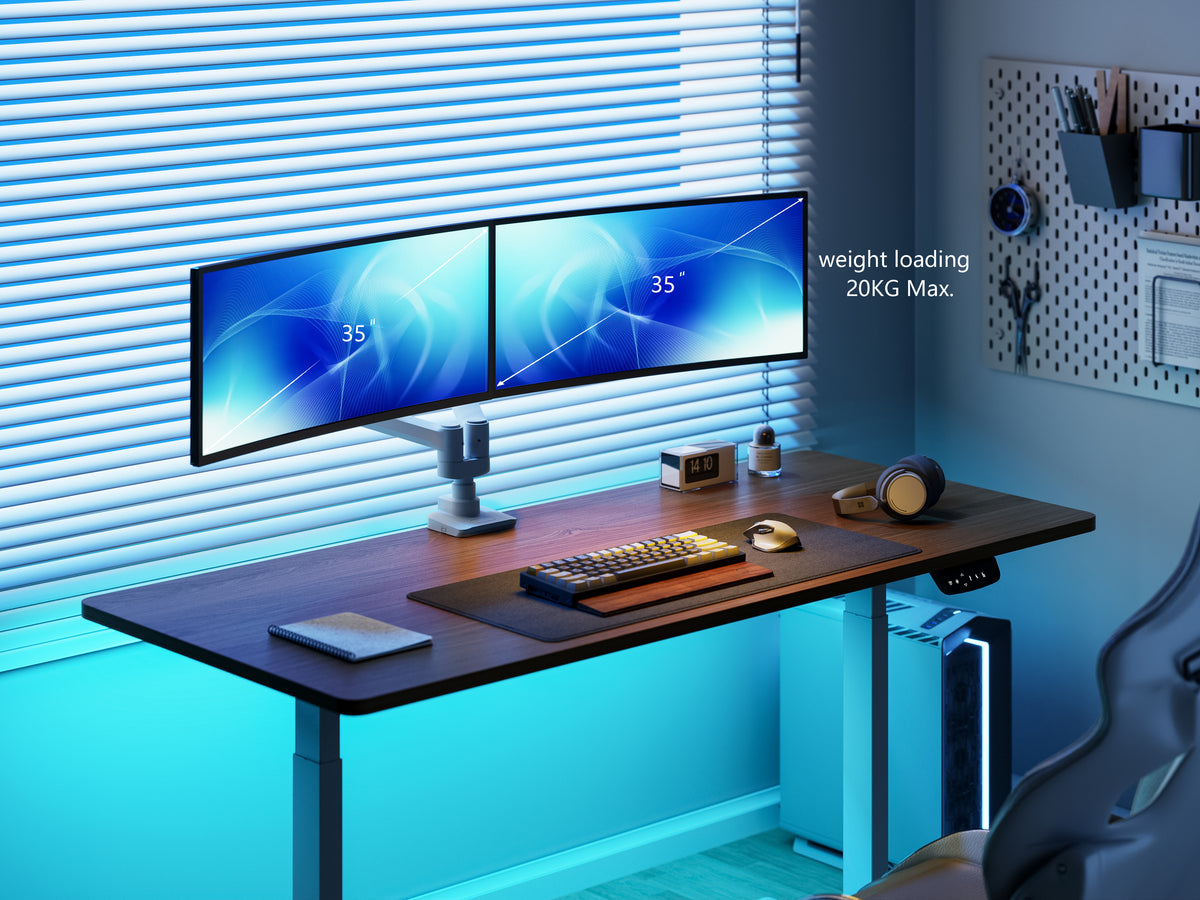 Equip 17"-35" Schwerlast-Doppelmonitor-Schreibtischhalterung, Weiß