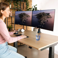 R-Go Tools Monitorarm R-Go Caparo, verstellbarer Doppelmonitorarm mit Gasfeder, 100% Zirkular, 3-9 kg Tragkraft, schwarz