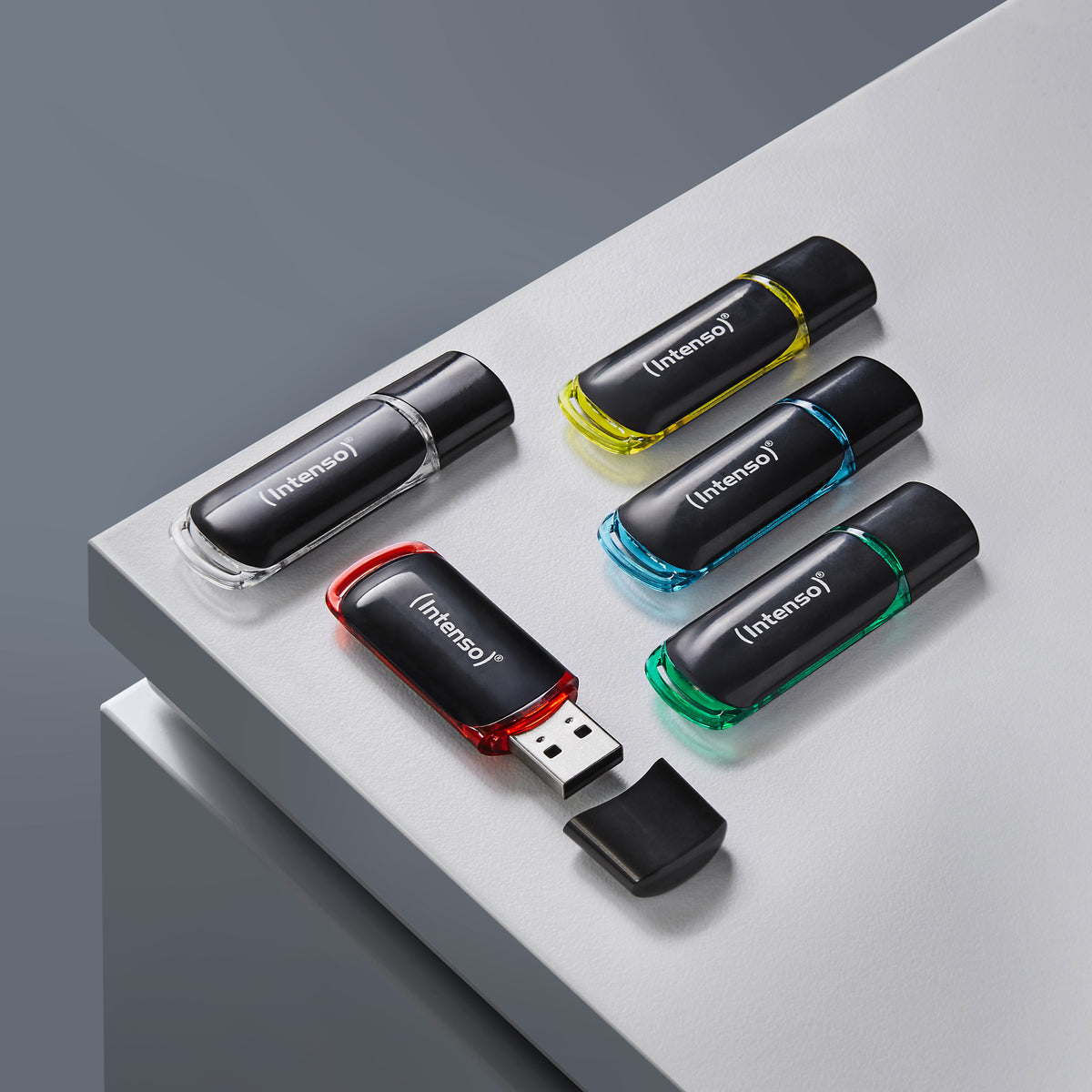 Intenso 3511595 USB-Stick 64 GB USB Typ-A 2.0 Schwarz, Rot, Grün, Transparent, Gelb, Blau