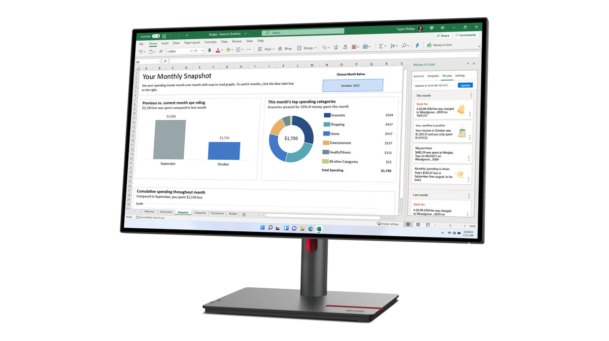 Lenovo 68,6cm /27" (2560x1440) Lenovo ThinkVision P27h-30 4ms DP USB-C Black – Ansicht 2